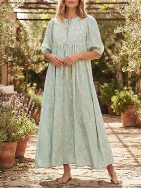 EillyBazar Plus Sz 2X Mint Green Floral Maxi Dress Fairy Flowy Cottagecore Boho